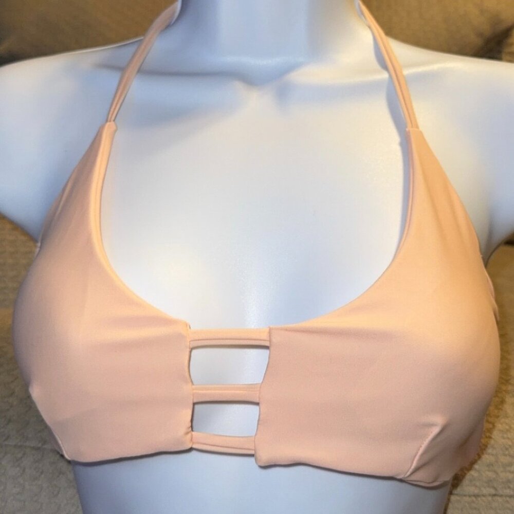 Pale peach triangle bikini top